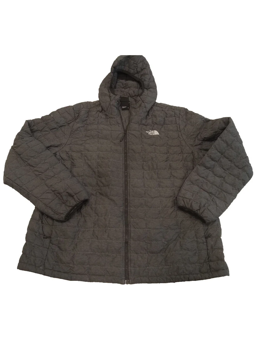 The North Face ThermoBall Eco Hoodie Mens XL Gray Heather Quilted Jacket Full Zi